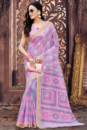 Rose Pink Cotton Saree