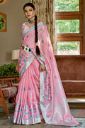 pink cotton saree