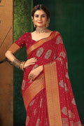 red cotton saree