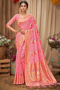 pink cotton saree