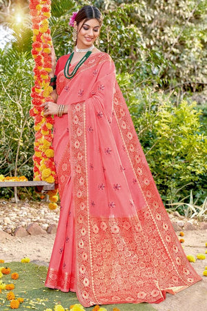 pink cotton saree