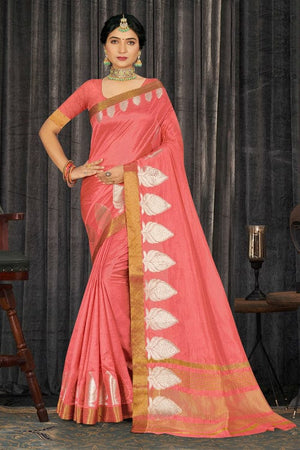 pink cotton saree