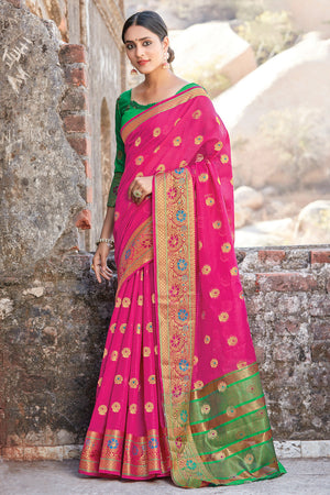 Rouge Pink Cotton Saree