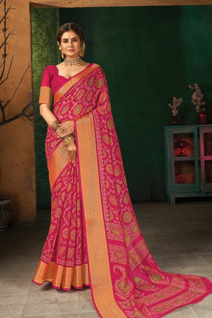 Ruby Pink Cotton Saree