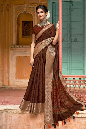 Russet Brown Cotton Saree