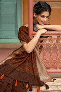 brown cotton saree
