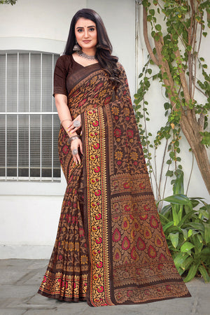 Russet Brown Cotton Saree