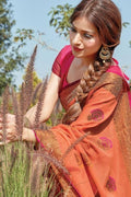 pink cotton saree