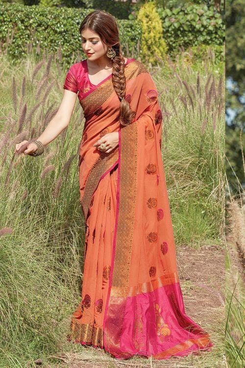 pink cotton saree online 