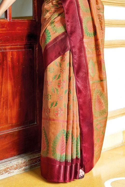 Sandstone Orange Brasso Cotton Saree