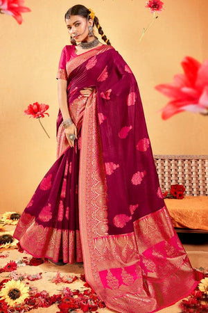 Sangria Red Cotton Saree
