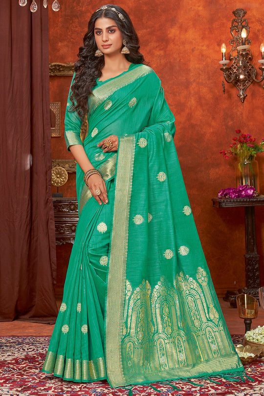 green cotton saree