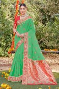 green cotton saree