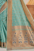 green cotton saree