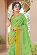 Cotton Saree Sheen Green Cotton Saree saree online