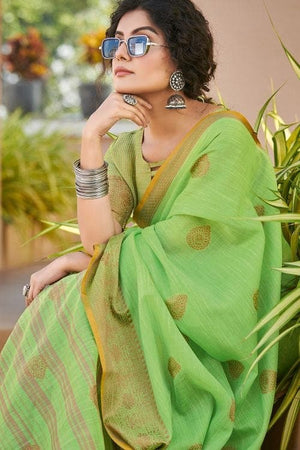 Cotton Saree Sheen Green Cotton Saree saree online