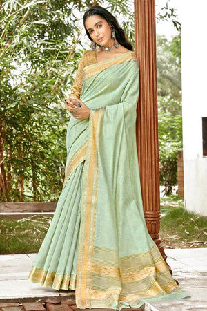 Sky Blue Cotton Saree