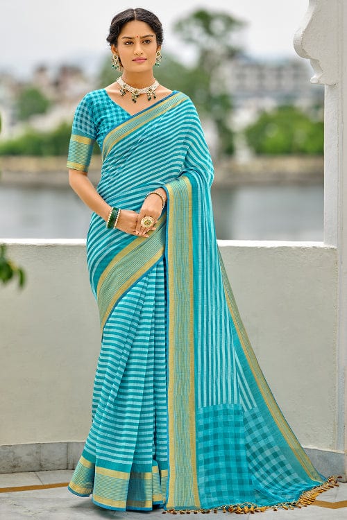 blue cotton saree