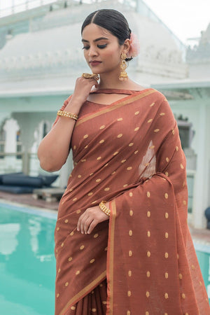 Soft Peach Cotton Saree