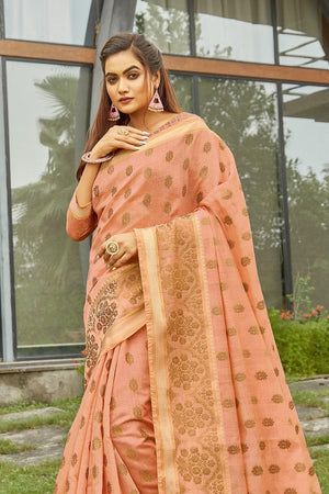 orange cotton saree