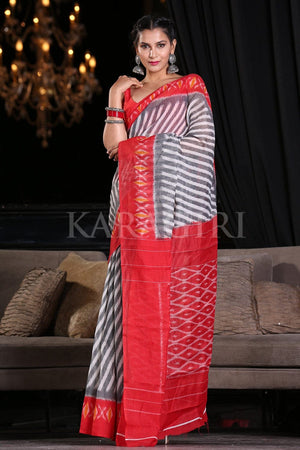 Steel Grey Cotton Saree
