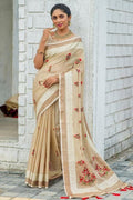 beige cotton saree