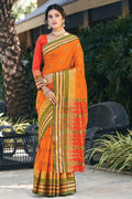 orange cotton saree