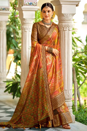 Tiger Orange Cotton Saree