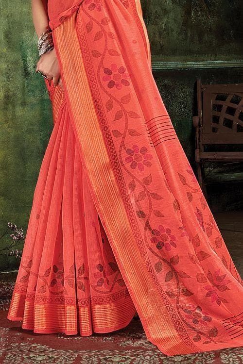 red cotton saree