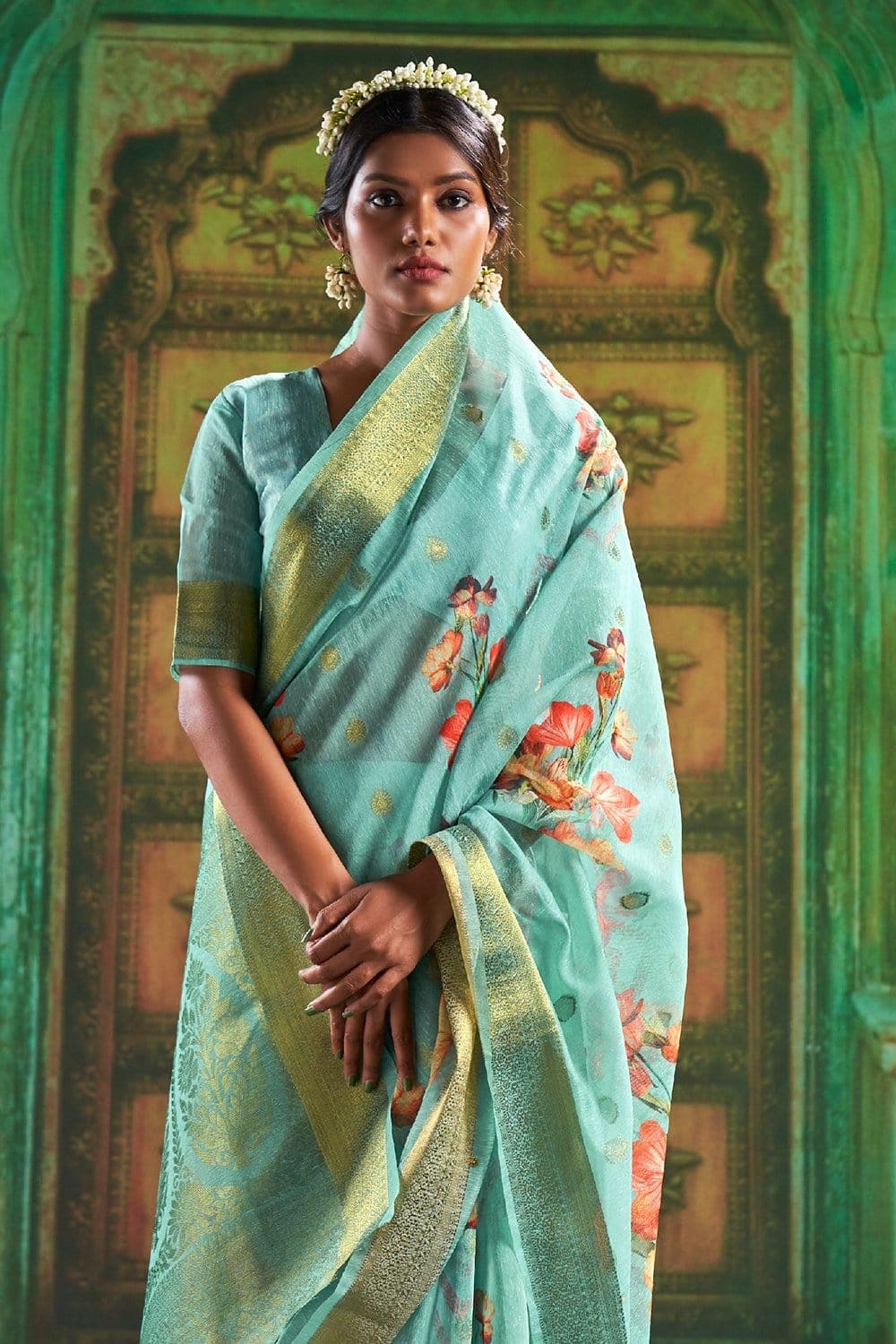 Rajyog Aarzoo Lakhnawi Silk Soft Linen Wholesale Saree Catalog