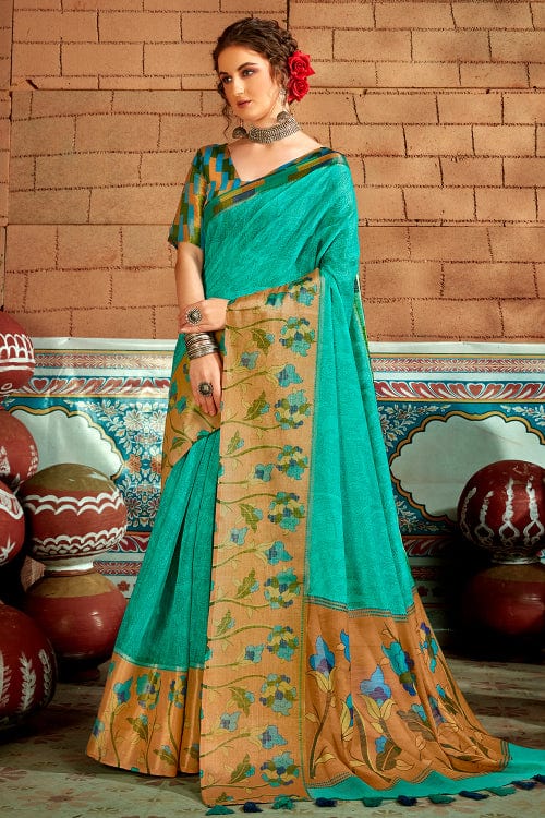 blue cotton saree
