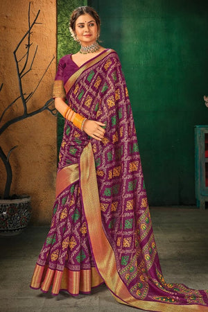 Violet Cotton Saree