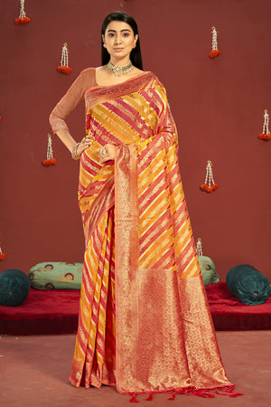 yellow dual tone cotton saree