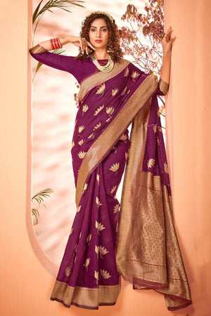 Byzentine Purple Cotton Silk Saree
