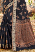 Cotton Silk Saree Dark Black Cotton Silk Saree saree online