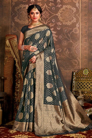 Iron Grey Cotton Silk Saree