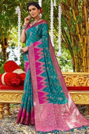Azure Blue Designer Banarasi Saree