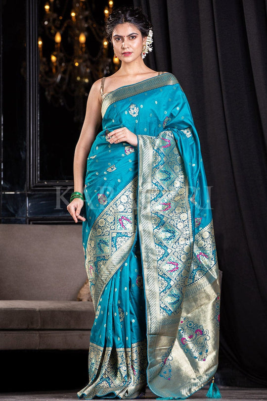 Banarasi Saree Azure Blue Banarasi Saree saree online