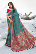 Designer Banarasi Saree Beautiful Backpack Blue Zari Woven Designer Banarasi Saree saree online