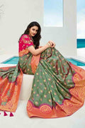 Designer Banarasi Saree Beautiful Bluish Green Designer Banarasi Saree saree online