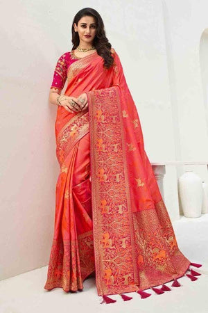 Beautiful Imperial Red Designer Banarasi Saree