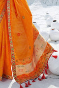 Designer Banarasi Saree Beautiful Ochre Orange Zari Woven Designer Banarasi Saree saree online