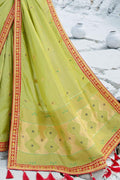 Designer Banarasi Saree Beautiful Pale Green Zari Woven Designer Banarasi Saree saree online