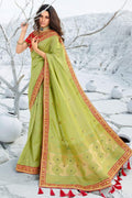 Designer Banarasi Saree Beautiful Pale Green Zari Woven Designer Banarasi Saree saree online
