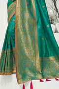 Designer Banarasi Saree Beautiful Persian Green Designer Banarasi Saree saree online