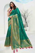Designer Banarasi Saree Beautiful Persian Green Designer Banarasi Saree saree online