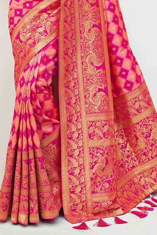 Designer Banarasi Saree Beautiful Punch Pink Designer Banarasi Saree saree online