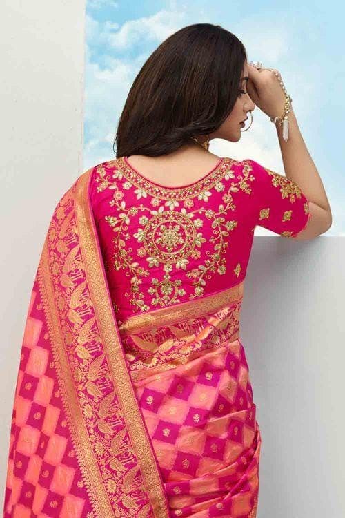 Designer Banarasi Saree Beautiful Punch Pink Designer Banarasi Saree saree online