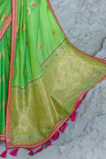 Designer Banarasi Saree Beautiful Spring Green Zari Woven Designer Banarasi Saree saree online