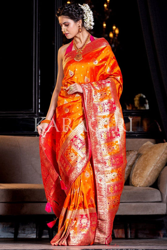 Banarasi Saree Begonia Orange Banarasi Saree saree online